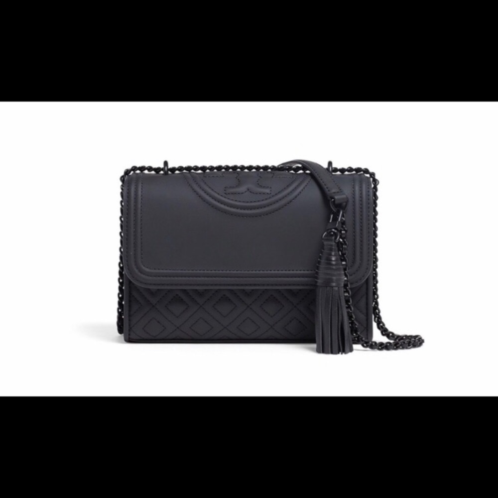 Tory Burch Fleming matte black purse. No tassel